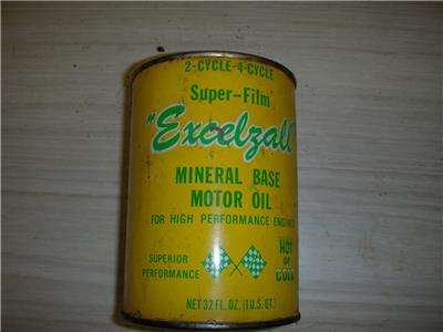 EXCELZALL 2 4 CYCLE SUPER FILM YELLOW LAB QUART VINTAGE FULL TIN CAN NEW COLLECTIBLE (c58-oil10A)