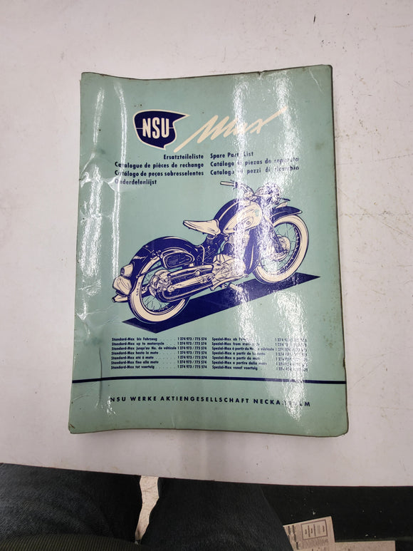 NSU MAX Factory Owners Parts Manual German Motorcycle MANUAL used BOOK (man-F2)