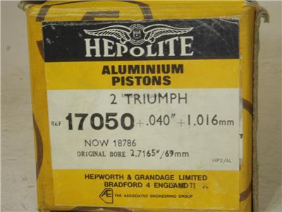 1959-74 Triumph 650 Hepolite Pistons Pair OS +040 used 32222-29 (a44)