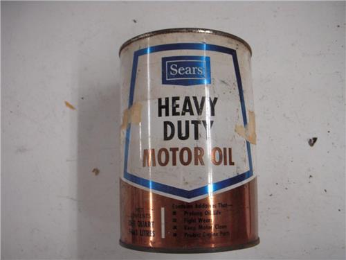 SEARS HEAVY DUTY MOTOR OIL VINTAGE CAN QUART USED COLLECTIBLE TIN (c46-wire)