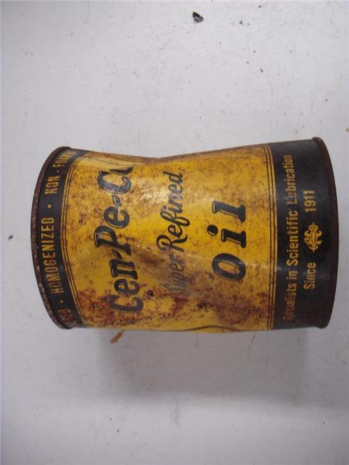 CEN-PE-CO SUPER REFINED OIL VINTAGE CAN QUART USED COLLECTIBLE TIN (c46-wire)