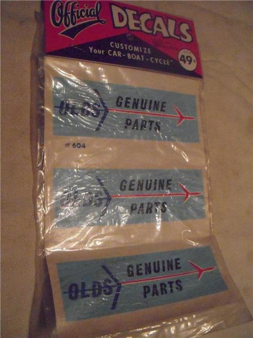 Olds Genuine Parts Wallfrin Industries Sticker NIP New Classic Cars Vintage Set #604 COLLECTIBLE (red112)
