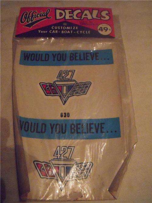 Would You Believe 427 Wallfrin Industries Sticker NIP NEW Classic Cars Set 2 #630 COLLECTIBLE (red112)