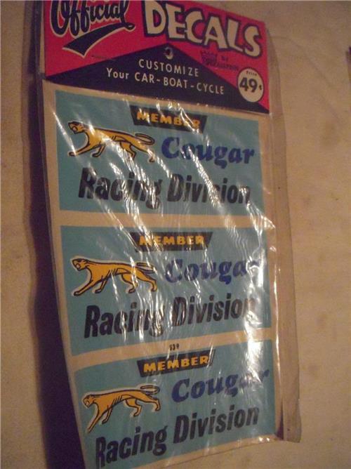 Member Cougar Racing Division Wallfrin Industries Sticker NIP NEW Vintage #639 COLLECTIBLE (red112)