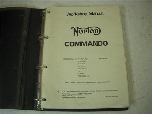 1970 Norton 850 750 Commando Workshop Manual British Binder used BOOK (man-F2)