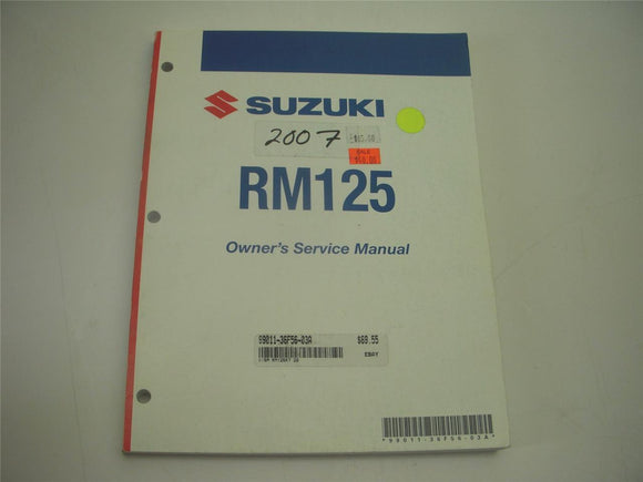 2007 RM125 Suzuki Service Manual 99011-36f56-03a BOOK (man-g)