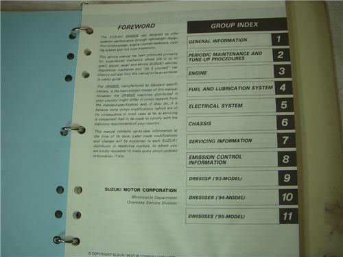 1992 Suzuki DR650S DR650 S Dual Sport Binder Manual 99500-46022 BOOK (man-g)