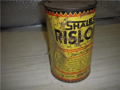 SHALER RISLONE IMPERIAL CANADA QUART VINTAGE EMPTY TIN CAN USED COLLECTIBLE (c58-oil7B)
