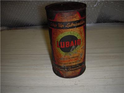 LUBAID MILWAUKEE USA ID COMPANY VINTAGE EMPTY TIN CAN USED COLLECTIBLE (c58-oil7D)
