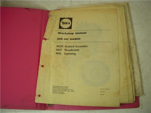 1971 BSA A65 Firebird Thunderbolt Lightning 650 Workshop Manual British Binder used BOOK (man-F2)