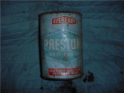 EVEREADY PRESTONE ANTI-FREEZE OIL VINTAGE EMPTY TIN QUART CAN USED COLLECTIBLE (c58-oil2h)