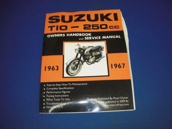 1963-67 T20 250 SUZUKI SHOP SERVICE MANUAL CLYMER VELOCE PRESS BOOK (man-g)