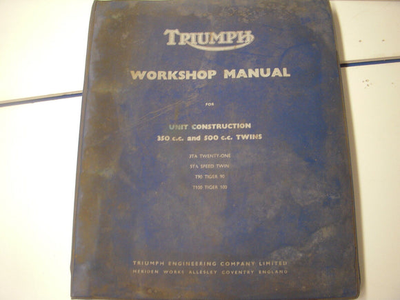 1960's Triumph 350 500 twins T100 T90 5Ta 3TA Workshop Manual used Binder BOOK (man-F2)
