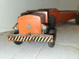 1950's Doekpe Earth Mover Dump Tractor Trailer 31" USED Heavy Steel Toy (9324-28 ts-a3)