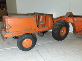 1950's Doekpe Earth Mover Dump Tractor Trailer 31" USED Heavy Steel Toy (9324-28 ts-a3)