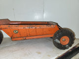 1950's Doekpe Earth Mover Dump Tractor Trailer 31" USED Heavy Steel Toy (9324-28 ts-a3)