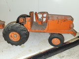 1950's Doekpe Earth Mover Dump Tractor Trailer 31" USED Heavy Steel Toy (9324-28 ts-a3)