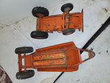 1950's Doekpe Earth Mover Dump Tractor Trailer 31" USED Heavy Steel Toy (9324-28 ts-a3)