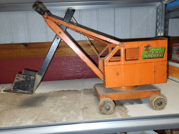 1950'S BUDDY L STEAM SHOVEL HEAVY PRESSED STEEL USED Toy (9324-20 ts-a3)