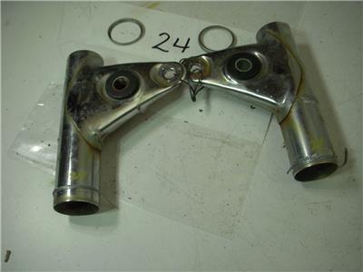 1974 Kawasaki KZ400 Pair of Chrome Fork Ears Headlight Mounts Used WEAR-24 V2