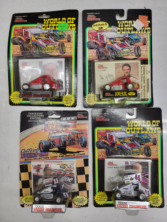 4- WORLD OF OUTLAW SHUMAN YELEY WOLFGANG KINSER SPRINT RACING CHAMPIONS NEW TOY COLLECTIBLE (I-TOP 112624-24)