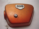 1969 CB350 HONDA LEFT SIDE COVER USED ORANGE SC-257 (L-TOP)