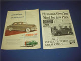 PLYMOUTH 1939 1950 AUTOMOTIVE ADVERTISEMENT AD PRINT USED AD-25 COLLECTIBLE (f17)