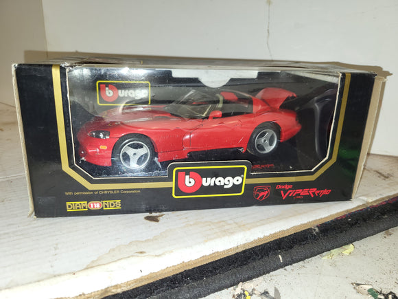 1992 DODGE VIPER RT/10 RED BBURAGO 1:18 NEW Collectible Toy (92424-27 ts-wire3c)