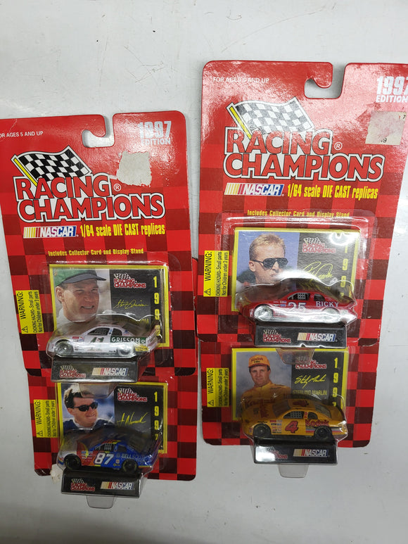 4- NASCAR GRISSON CRAVEN NIEMECHEK MARLIN WITH CARD RACING CHAMPIONS NEW TOY COLLECTIBLE (I-TOP 112624-29)