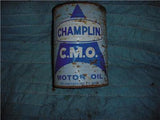 1950'S CHAMPLIN C.M.O. MOTOR OIL VINTAGE EMPTY TIN QUART CAN USED COLLECTIBLE TIN (c58-oil2a)