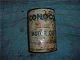 CONOCO 20-20 SUPER OIL VINTAGE EMPTY TIN QUART CAN USED COLLECTIBLE TIN (c58-oil2e)