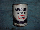 HAVOLINE 20-20 HD TEXACO OIL VINTAGE EMPTY TIN QUART CAN USED COLLECTIBLE TIN (c58-oil2g)