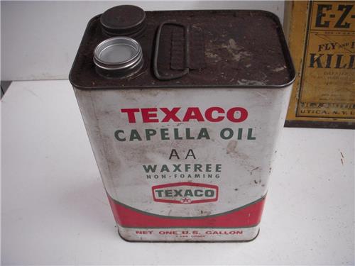 TEXACO CAPELLA OIL AA WAXFREE TIN VINTAGE CAN 1 GALLON FULL NEW COLLECTIBLE TIN (c47)