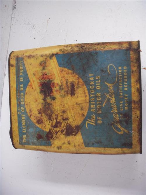 OILZWEL THE ARISTOCRAT OF MOTOR OIL TIN VINTAGE CAN 2 GALLON USED COLLECTIBLE TIN (c47)
