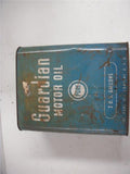 GUARDIAN MOTOR OIL PURE TIN VINTAGE CAN 2 GALLON USED COLLECTIBLE TIN (c47)
