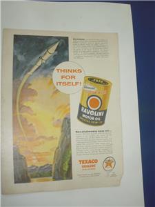 TEXACO HAVOLINE OIL REDSTONE ARMY AUTOMOTIVE ADVERTISEMENT AD PRINT USED AD-4 COLLECTIBLE (f17)