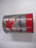 MOBIL OIL SILVER TIN VINTAGE CAN 5 QUART USED COLLECTIBLE TIN (c58)