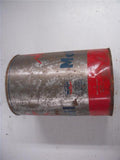MOBIL OIL SILVER TIN VINTAGE CAN 5 QUART USED COLLECTIBLE TIN (c58)