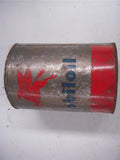 MOBIL OIL SILVER TIN VINTAGE CAN 5 QUART USED COLLECTIBLE TIN (c58)