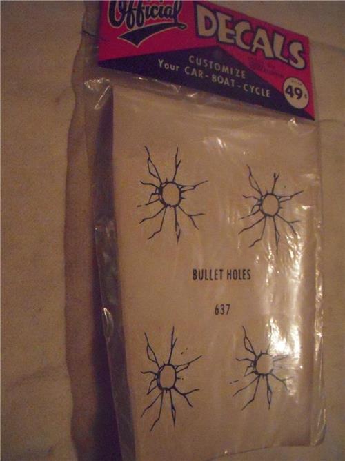 Old School Bullet Holes Wallfrin Industries Sticker NIP NEW Classic Cars #637 COLLECTIBLE (red112)