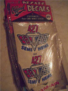 427 Semi Hemi Wallfrin Industries Sticker NIP NEW Classic Cars Vintage Set #642 COLLECTIBLE (red112)