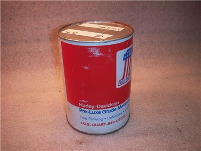 1970'S VINTAGE HD PRELUXE GRADE SAE 40 75 MEDIUM HEAVY OIL CAN FO-643D COLLECTIBLE (A5)