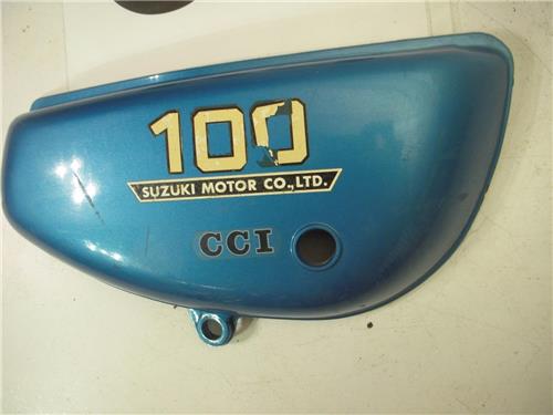 1973-77 Suzuki TC100 TC 100 RIGHT Side Cover Blue Used WSC-64 (Q4)