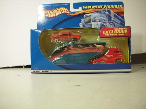 Vintage New Hot Wheels Pavement Pounder Power Car Truck Transporter #89305 COLLECTIBLE (J31)