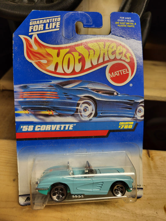 #780 '58 CORVETTE Vintage New Hot Wheels Car COLLECTIBLE TOY (M15)