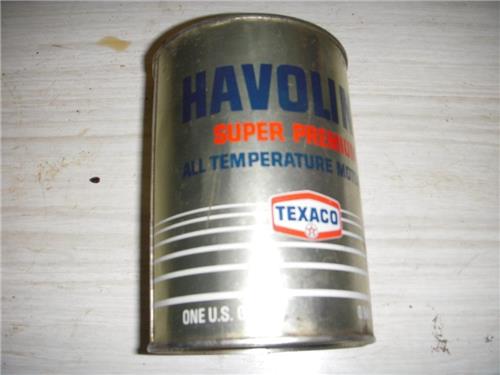 TEXACO HAVOLINE SUPER PREMIUM MOTOR OIL TIN QUART VINTAGE FULL CAN NEW COLLECTIBLE (c53-oil1b)