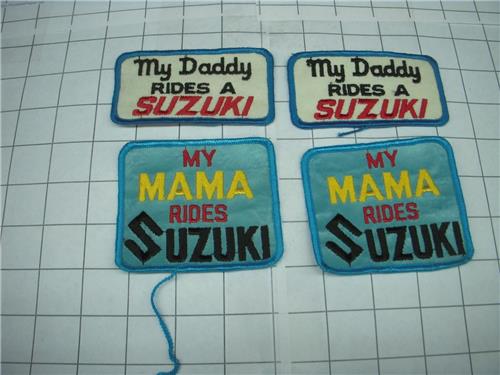 4- SUZUKI MY DADDY MAMA RIDES VINTAGE MOTORCYCLE jacket jeans coat PATCH New DKP-23 COLLECTIBLE (red112)