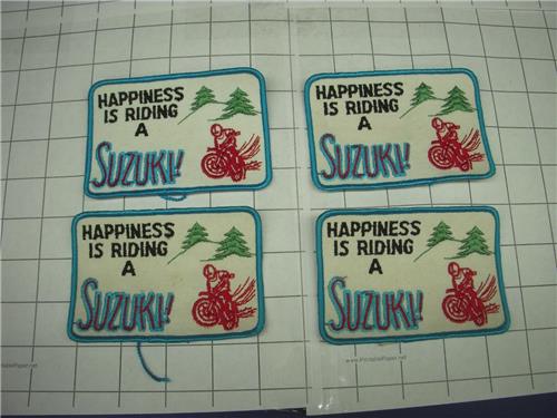 HAPPINESS IS RIDING SUZUKI (4) VINTAGE MOTORCYCLE jacket jeans coat PATCH New DKP-27 COLLECTIBLE (red112)