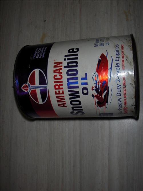 AMERICAN SNOWMOBILE 2 CYCLE OIL TIN QUART VINTAGE FULL CAN NEW COLLECTIBLE (c53-oil1e)