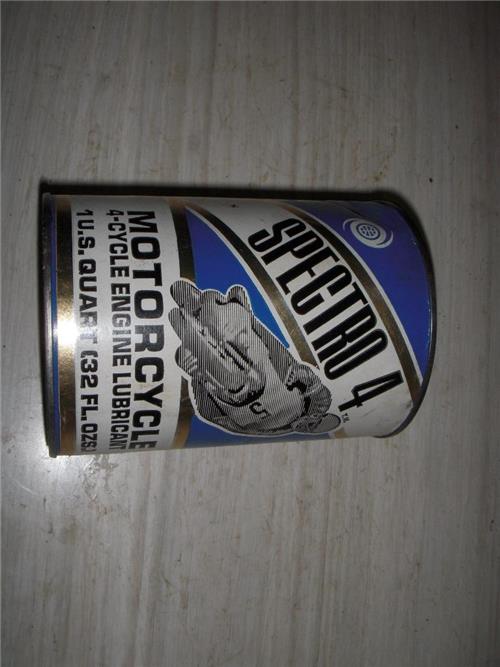 SPECTRO 4 MOTORCYCLE 4 CYCLE SAE 30 OIL TIN QUART VINTAGE FULL CAN NEW COLLECTIBLE (c53-oil1j)